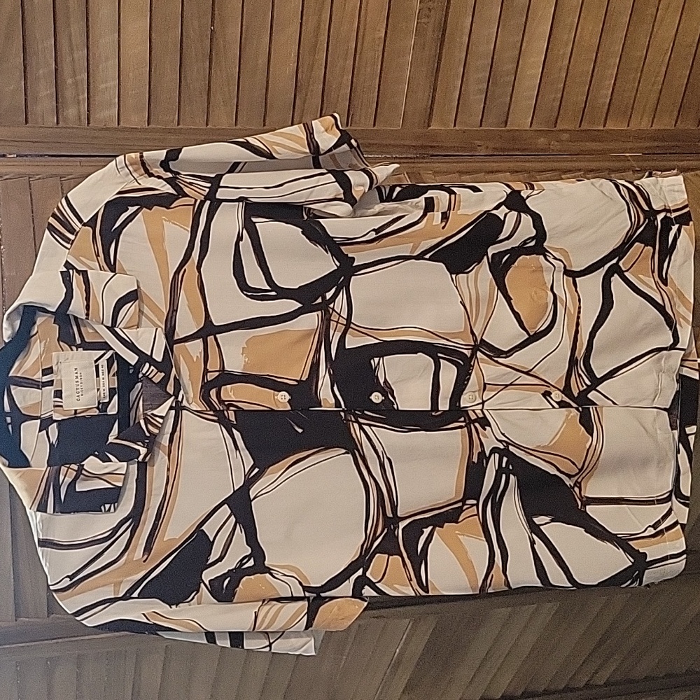 Cactus Man Ricky Singh Black and White Abstract Button Down Shirt